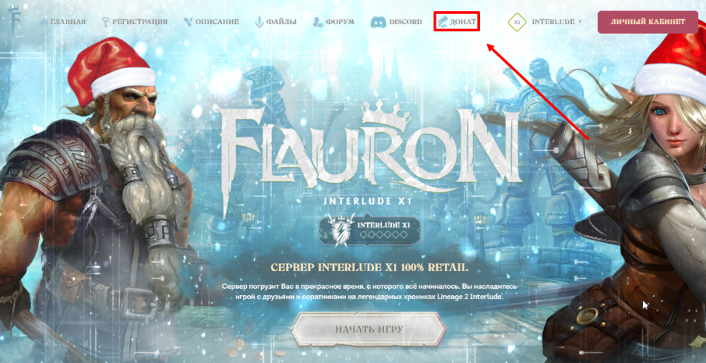 Шаг 1 - выбор раздела Донат